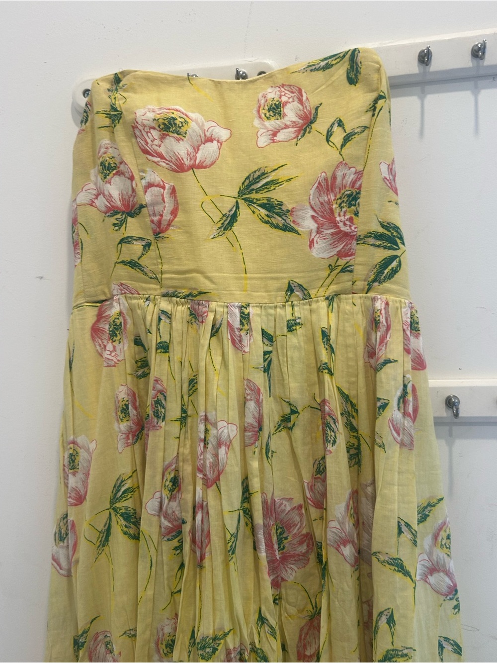 Yellow Floral A-Line Midi Skirt
